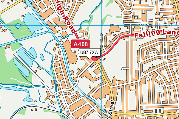 UB7 7XW map - OS VectorMap District (Ordnance Survey)