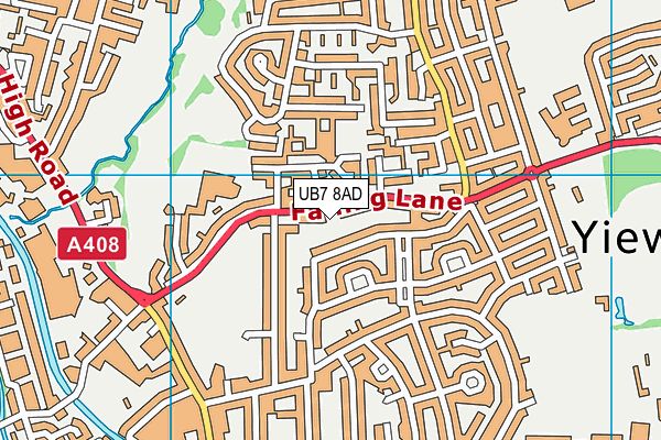 UB7 8AD map - OS VectorMap District (Ordnance Survey)