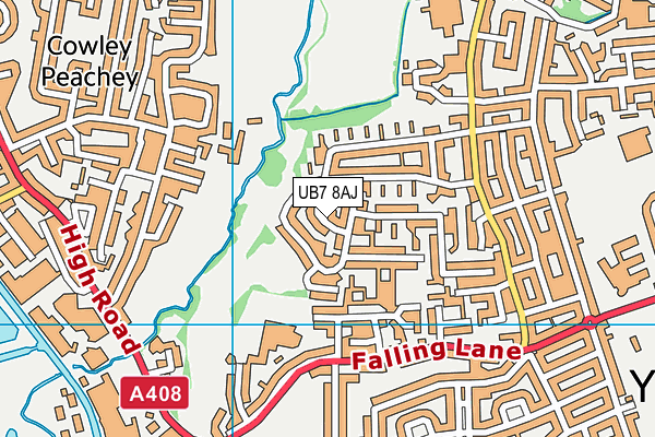 UB7 8AJ map - OS VectorMap District (Ordnance Survey)