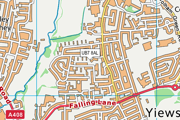 UB7 8AL map - OS VectorMap District (Ordnance Survey)