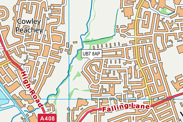 UB7 8AP map - OS VectorMap District (Ordnance Survey)