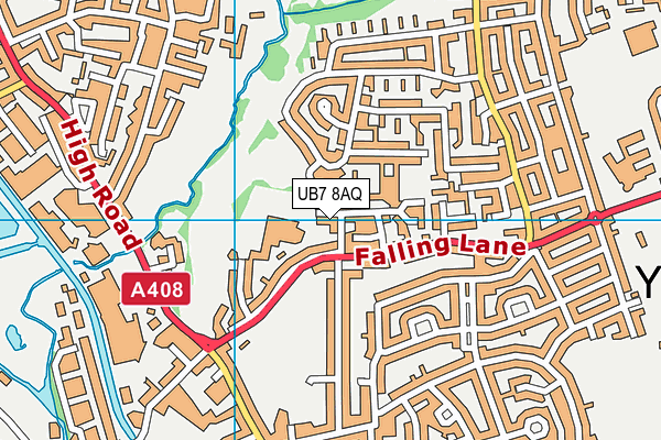 UB7 8AQ map - OS VectorMap District (Ordnance Survey)