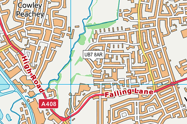 UB7 8AR map - OS VectorMap District (Ordnance Survey)