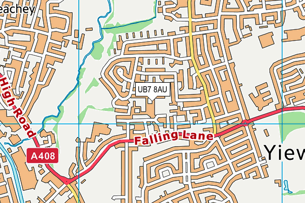 UB7 8AU map - OS VectorMap District (Ordnance Survey)