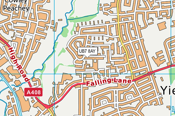 UB7 8AY map - OS VectorMap District (Ordnance Survey)