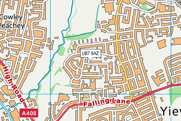 UB7 8AZ map - OS VectorMap District (Ordnance Survey)