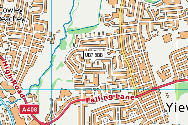 UB7 8BB map - OS VectorMap District (Ordnance Survey)