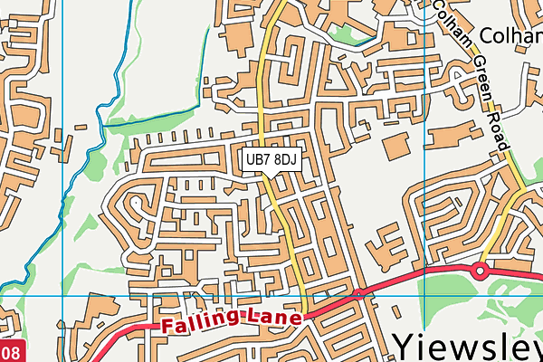 UB7 8DJ map - OS VectorMap District (Ordnance Survey)
