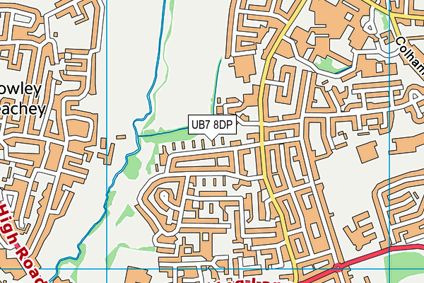 UB7 8DP map - OS VectorMap District (Ordnance Survey)