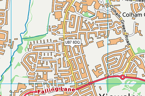 UB7 8DQ map - OS VectorMap District (Ordnance Survey)