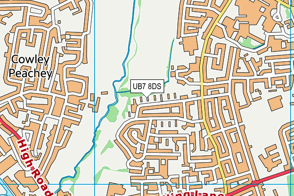 UB7 8DS map - OS VectorMap District (Ordnance Survey)