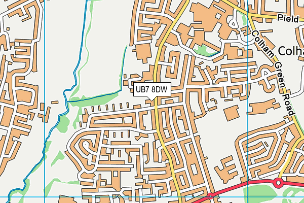 UB7 8DW map - OS VectorMap District (Ordnance Survey)