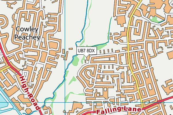 UB7 8DX map - OS VectorMap District (Ordnance Survey)