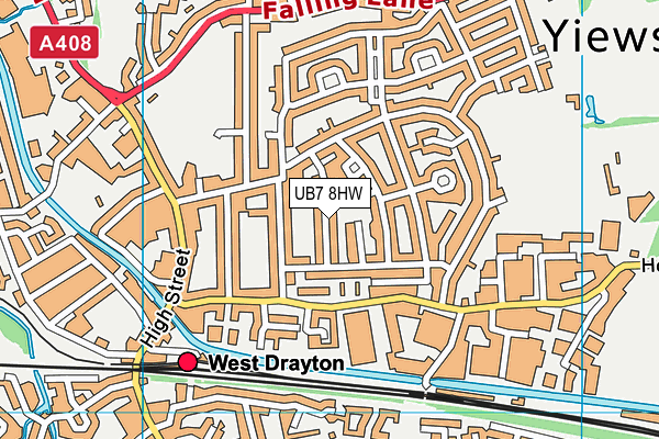 UB7 8HW map - OS VectorMap District (Ordnance Survey)