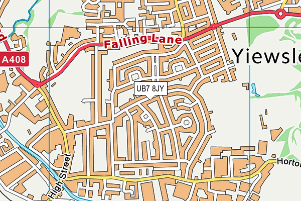 UB7 8JY map - OS VectorMap District (Ordnance Survey)