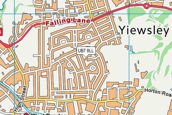 UB7 8LL map - OS VectorMap District (Ordnance Survey)