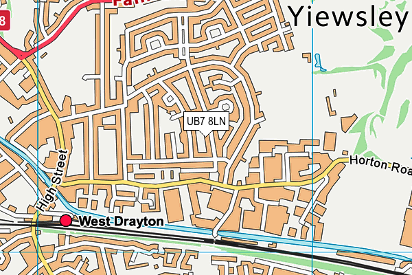 UB7 8LN map - OS VectorMap District (Ordnance Survey)