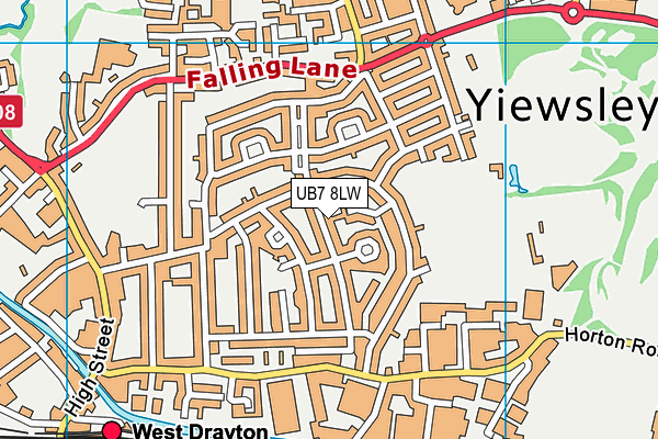 UB7 8LW map - OS VectorMap District (Ordnance Survey)