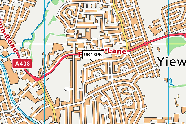 UB7 8PB map - OS VectorMap District (Ordnance Survey)