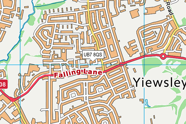 UB7 8QS map - OS VectorMap District (Ordnance Survey)