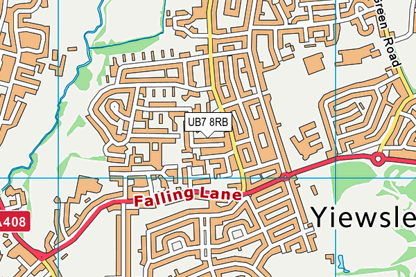 UB7 8RB map - OS VectorMap District (Ordnance Survey)