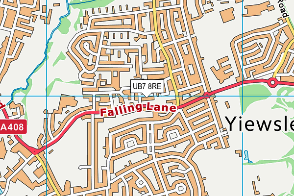 UB7 8RE map - OS VectorMap District (Ordnance Survey)