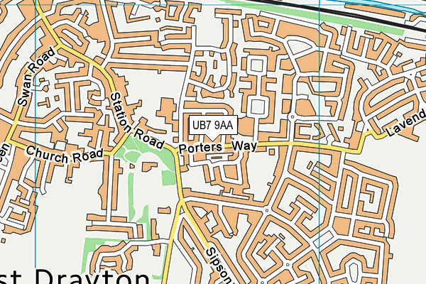 UB7 9AA map - OS VectorMap District (Ordnance Survey)