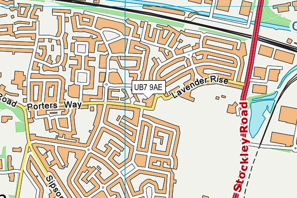 UB7 9AE map - OS VectorMap District (Ordnance Survey)