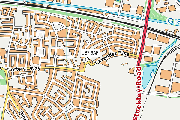 UB7 9AF map - OS VectorMap District (Ordnance Survey)