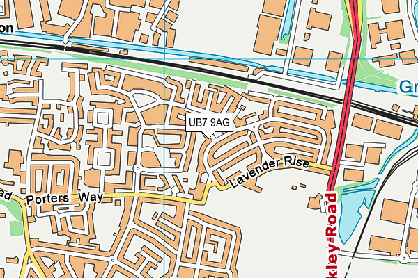UB7 9AG map - OS VectorMap District (Ordnance Survey)
