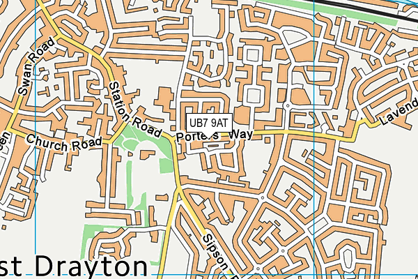 UB7 9AT map - OS VectorMap District (Ordnance Survey)