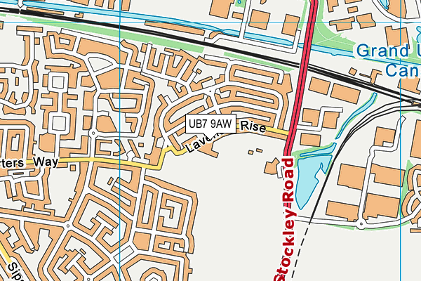 UB7 9AW map - OS VectorMap District (Ordnance Survey)