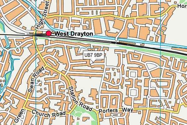 UB7 9BP map - OS VectorMap District (Ordnance Survey)