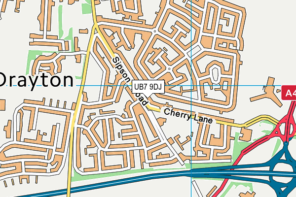 UB7 9DJ map - OS VectorMap District (Ordnance Survey)