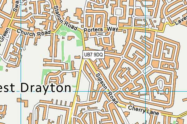 UB7 9DQ map - OS VectorMap District (Ordnance Survey)