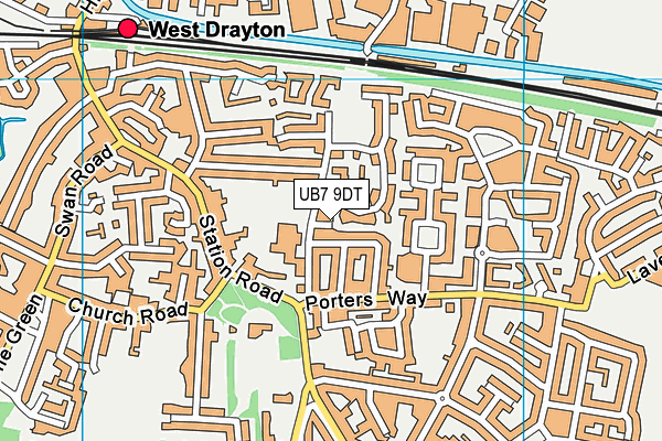 UB7 9DT map - OS VectorMap District (Ordnance Survey)