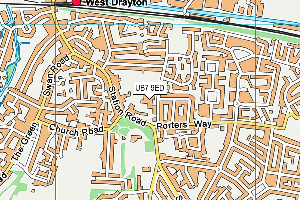 UB7 9ED map - OS VectorMap District (Ordnance Survey)