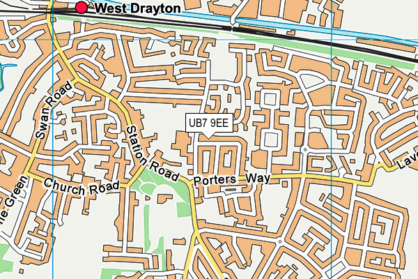 UB7 9EE map - OS VectorMap District (Ordnance Survey)