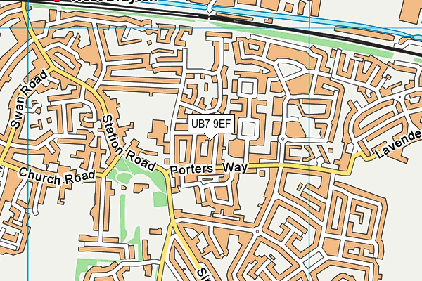 UB7 9EF map - OS VectorMap District (Ordnance Survey)