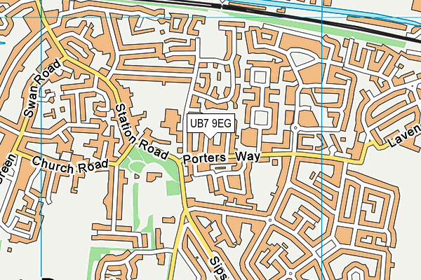 UB7 9EG map - OS VectorMap District (Ordnance Survey)