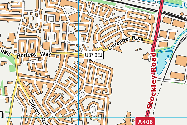 UB7 9EJ map - OS VectorMap District (Ordnance Survey)