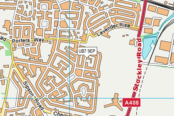 UB7 9EP map - OS VectorMap District (Ordnance Survey)