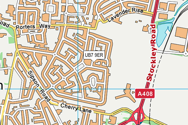 UB7 9ER map - OS VectorMap District (Ordnance Survey)