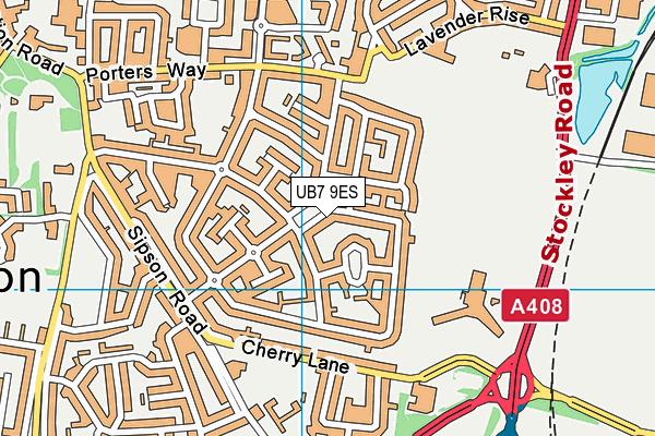 UB7 9ES map - OS VectorMap District (Ordnance Survey)