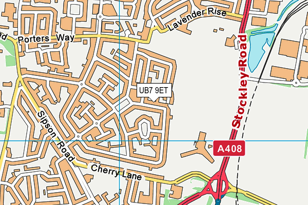 UB7 9ET map - OS VectorMap District (Ordnance Survey)
