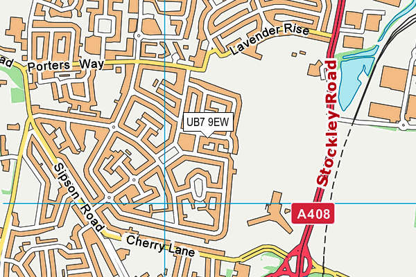UB7 9EW map - OS VectorMap District (Ordnance Survey)