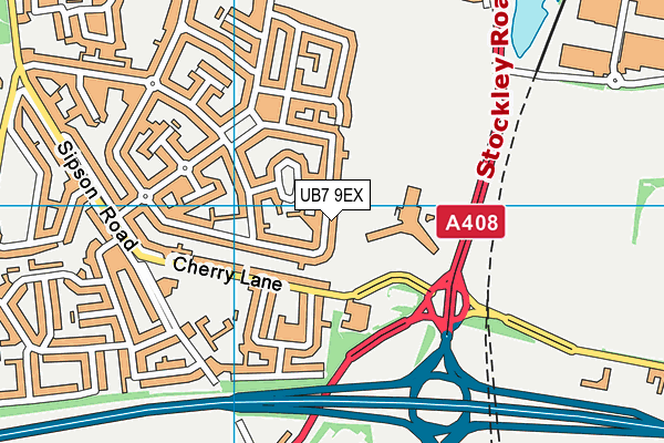 UB7 9EX map - OS VectorMap District (Ordnance Survey)