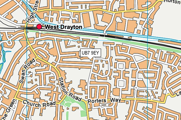 UB7 9EY map - OS VectorMap District (Ordnance Survey)
