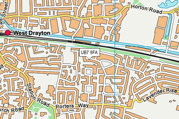 UB7 9FA map - OS VectorMap District (Ordnance Survey)