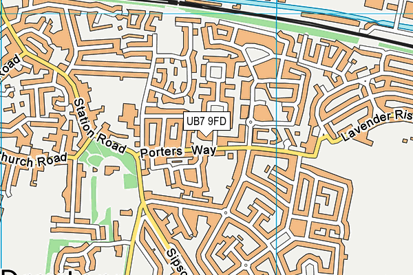 UB7 9FD map - OS VectorMap District (Ordnance Survey)